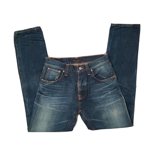 Nudie Steady Eddie Sea Fire Button Fly Organic Cotton Mens Jeans Size 30x32 - Picture 2 of 4